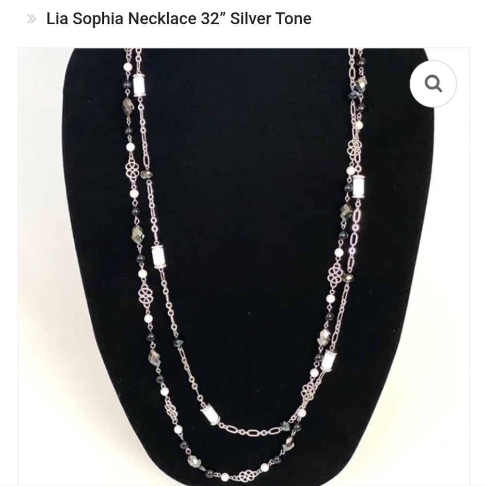 Lia Sophia Double Stranded Adjustable Silver Tone Necklace 32"